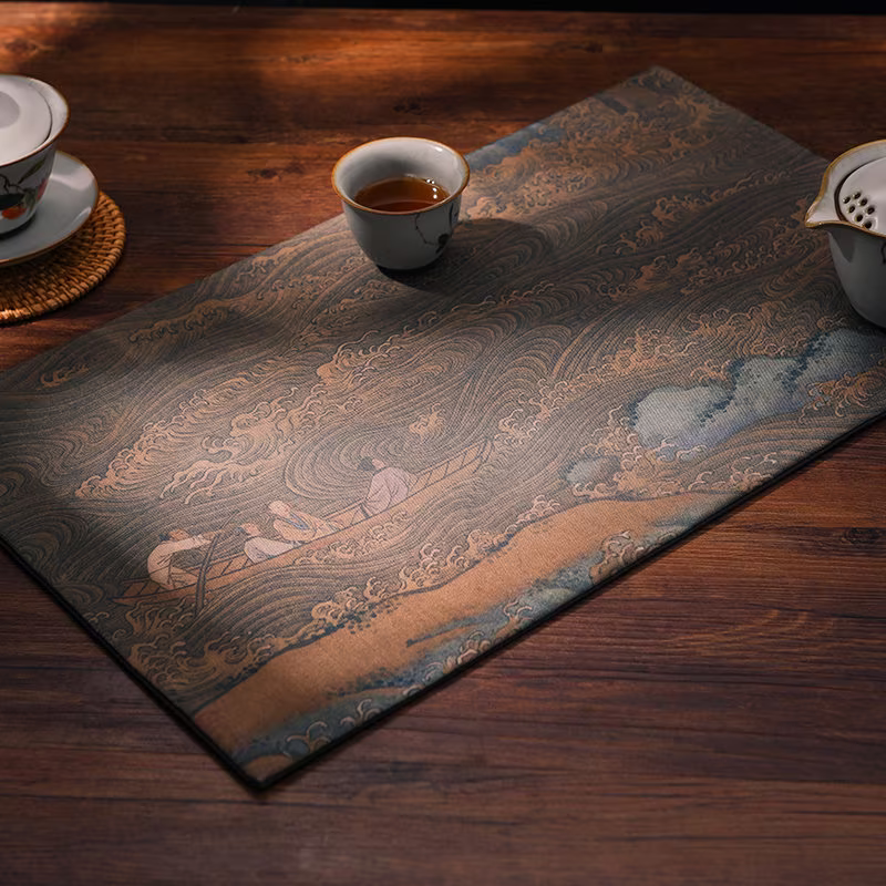Fabric Tea Table Runner For Gongfu Ceremony 30x50cm, Kungfu Mat, Zen Style Oriental Cloth, Accessories
