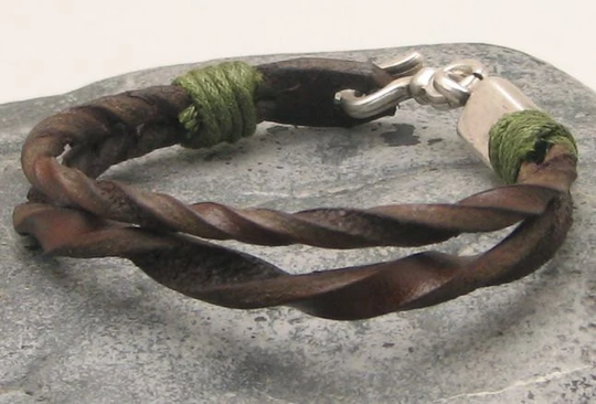 Men's Leather Bracelet Brown Men Multi Strand Men's With Silver Plated Clasp.gift For Fathers