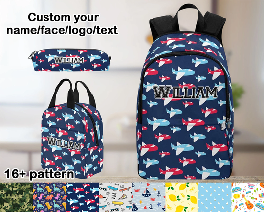 Personalized School Backpack For Girls Boys, Custom Kid, Custom Lunch Bag, Pencil Case For Kids, Camping Travel, Back To Gift
