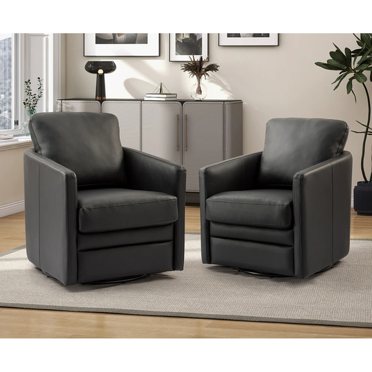 Terrance Swivel Barrel Chair with Metal Base Set of 2