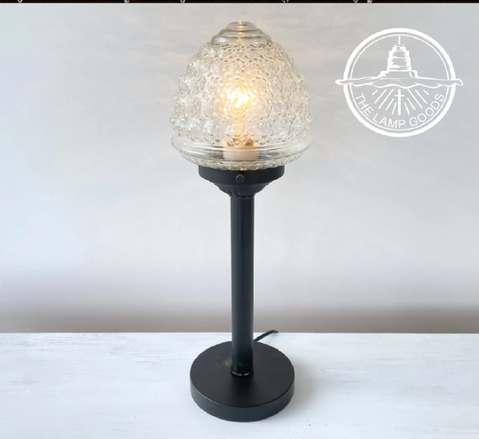 Antique Glass Table Lamp Vintage Bedroom Stand Light Fixture - Plug in Black Living Room Lighting Home Farmhouse Night Desk Office