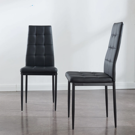 Set of 2 Dining Chairs High Back Chair with Metal Legs Black - 15.3x38.2