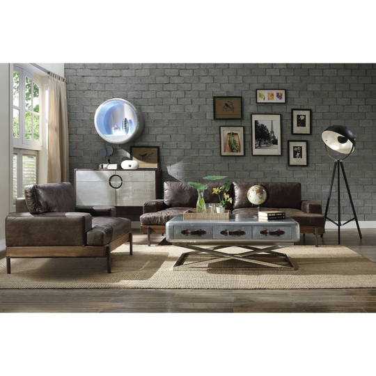 ACME Silchester Chair in Distressed Chocolate Top Grain Leather