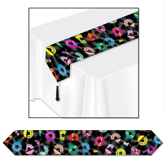 Beistle 11" x 6' Printed Rock and Roll Table Runner - 12 Pack (1/Pkg)