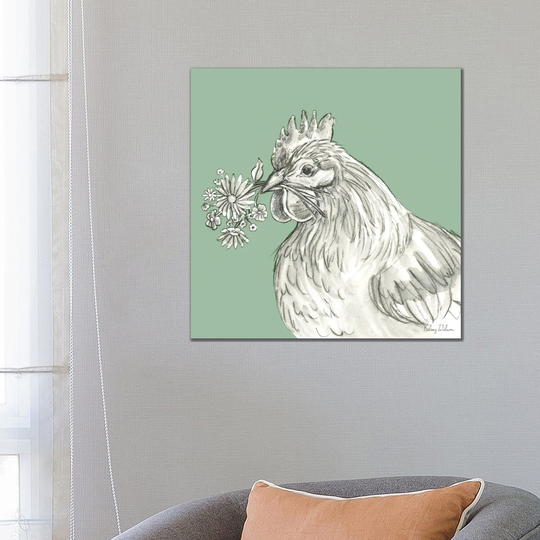 iCanvas "Watercolor Pencil Farm Color X-Hen" by Kelsey Wilson Canvas Print
