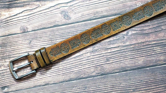 Anniversary Gift, Personalized Belt, Celtic Belt, Chestnut Yellow, Mans Belt, Leather Belt, Custom Leather Belt, Brown Mans Belt