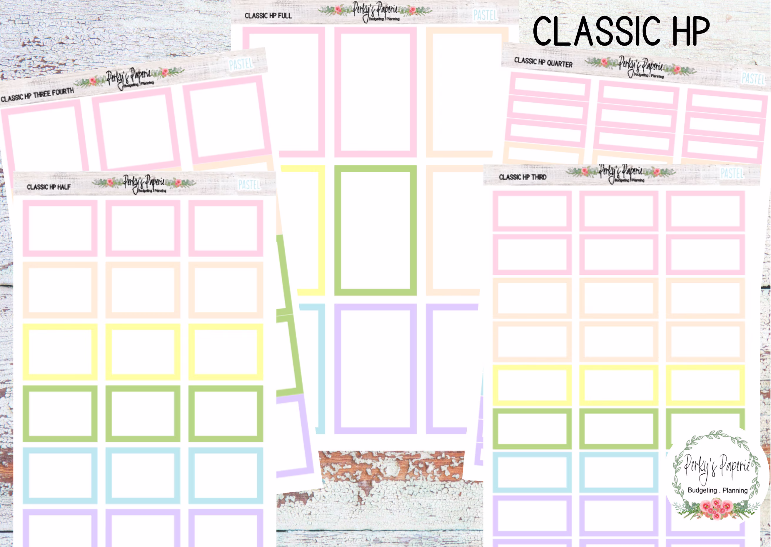 Classic Hp Pastel Colorful Boxes | Planner Functional Stickers Budget