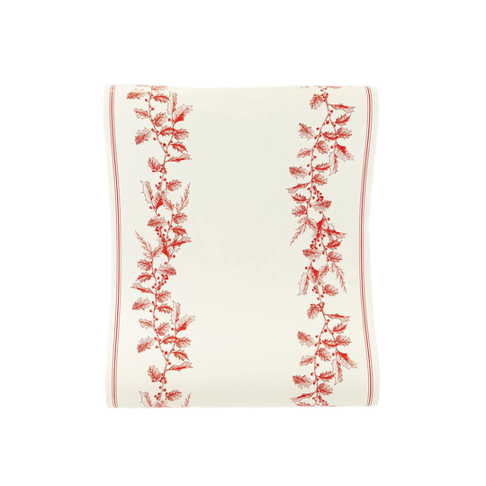 Holly Table Runner | Holiday - Xmas Paper Christmas Disposable Believe
