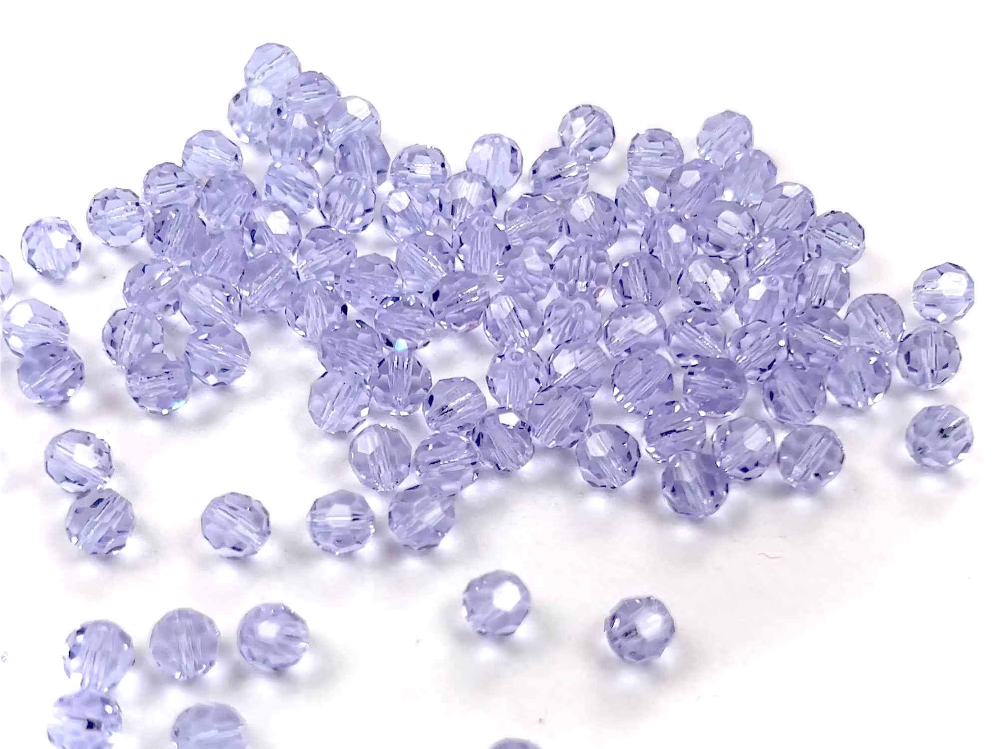 Alexandrite | Changing Colors, Czech Machine Cut Round Crystal Beads, Size 4mm, 6mm, Pale Purple Color Rosary Beads