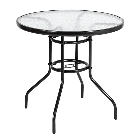 31"Outdoor Dining Table Toughened Yard Garden Glass Table