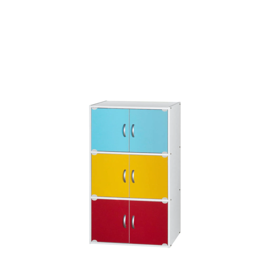 40.75" Blue and Yellow Multi-Purpose Bookcase with Doors