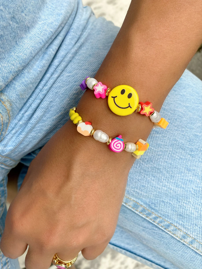 Colorful Beaded Bracelets, Beach Happy Bracelet, Pearls Summer Gift For Her