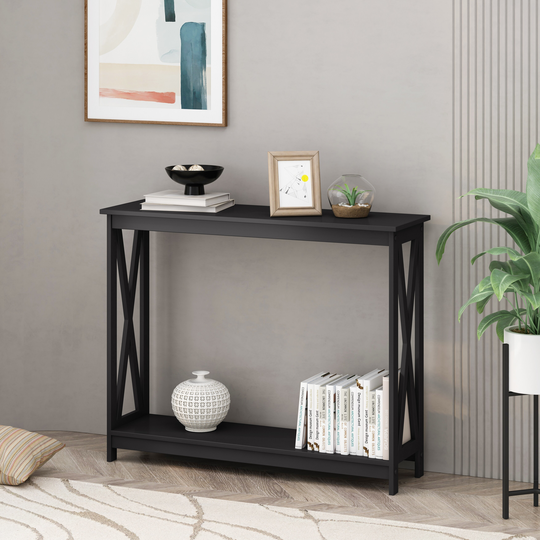 Rectangle Shape Black Console Table