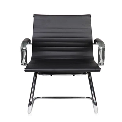 Techni Mobili Modern Visitor Office Chair With Built-In Lumbar Support,Chrome Frame And Arms