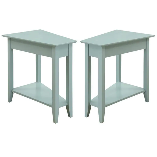 American Heritage Wedge End Table in Green Wood Finish - Set of 2 - 54 x 84