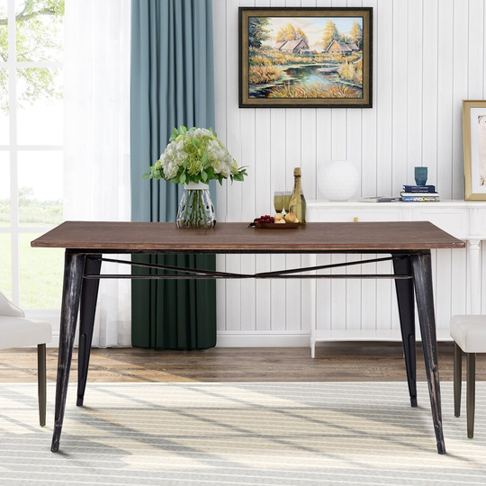 Raven Rectangular Dining Table with Metal Legs - 59.1"L x 36"W x 30.3"H