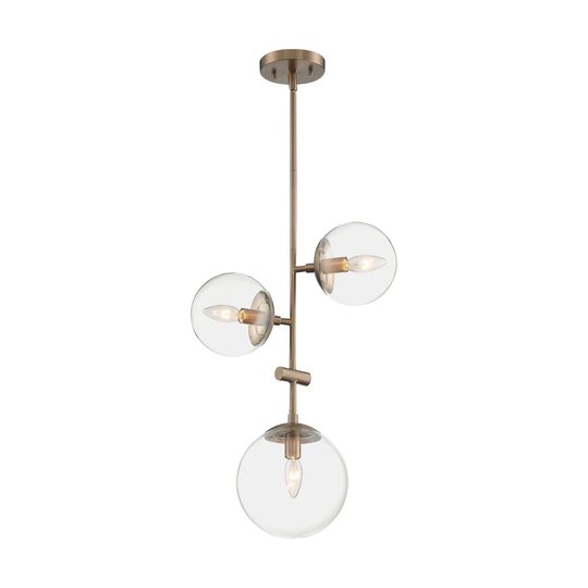 Sky 3-Light Pendant Fixture - Burnished Brass Finish Clear Glass - Burnished Brass - Burnished Brass
