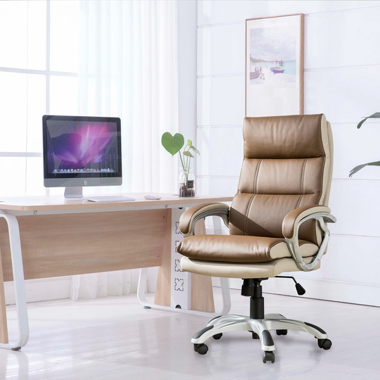 Glitzhome 47"H PU Leather Gaslift Adjustable Swivel Office Chair