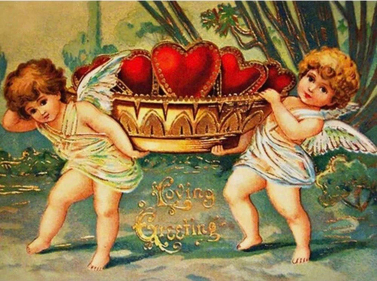 Us Seller. Diamond Painting Art Kit. Square Full Drill, Poured Glue Valentines Day Cupid's. Canvas Size 50x40cm, Drill Area 45x40cm