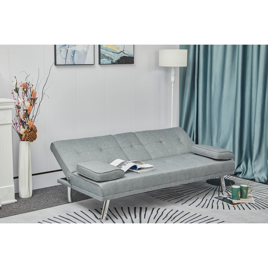 67" Folding Sofa Bed Modern Pillow Top Arms & Fabric Upholstered Sofa with Table