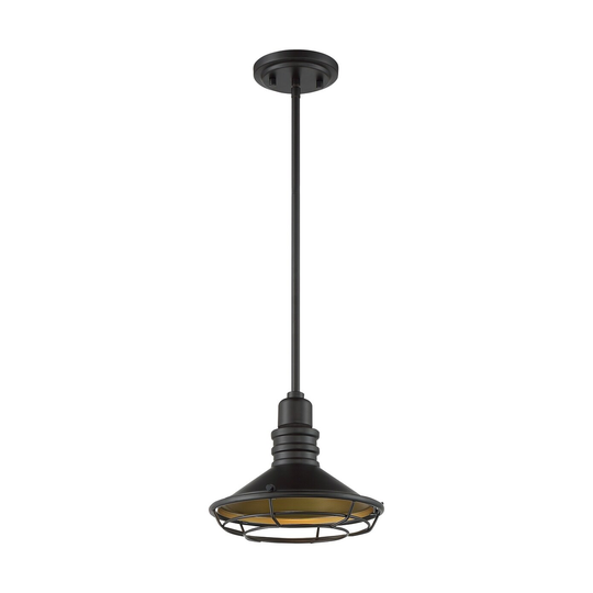 Blue Harbor 1-Light Small Pendant Fixture - Dark Bronze Finish with Gold Accents - Dark Bronze / Gold - Dark Bronze / Gold