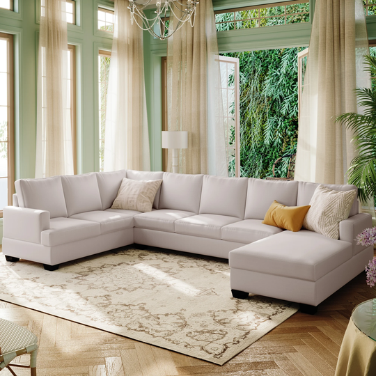 Modern Style Large Upholstered U-Shape Sectional Sofa, Extra Wide Chaise Lounge Couch