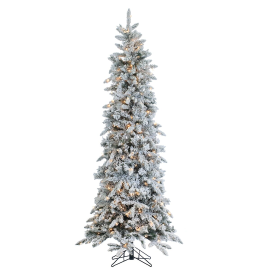 Gerson Pre-lit Flocked Pencil Pine Artificial 7.5-foot Christmas Tree