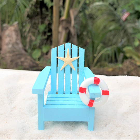 Blue Or White Miniature Beach Chair, Fairy Garden Accessory, Beach-Themed Wedding Party
