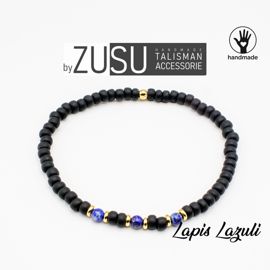 Lapis Lazuli Mens Bracelet, Minimalist Black Beaded Bracelet, Gemstone The Birthstone Of January Gifts For Men