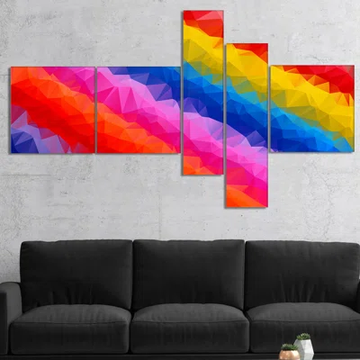 'Multi Color Polygonal Pencils' Graphic Art Print Multi-Piece Image on Canvas