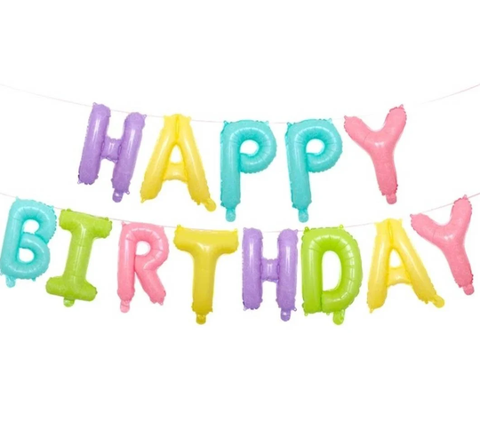 Colorful Birthday Letters Balloons, Candy Colors Mylar Foil Balloons, Rainbow Pastel Happy Decoration Balloons, Party Decor