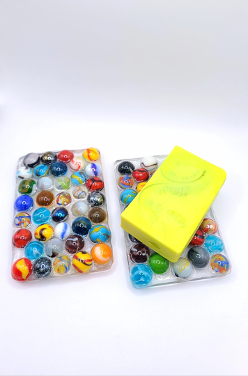 Colorful Vintage & Cats Eye Glass Marble Resin Soap Dish Tray, Rectangle Saver Holder, Home Bath Kitchen Decor, Handmade Art Gift