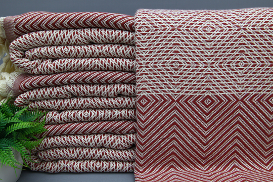 Sofa Cover Blanket-Wholesale Bedspread-Burgundy Blanket-Turkish Blanket-75''x83''-Cotton Bed Cover-Gift Bedspread-Sofa Decor-(Mrt, Drm, Pk