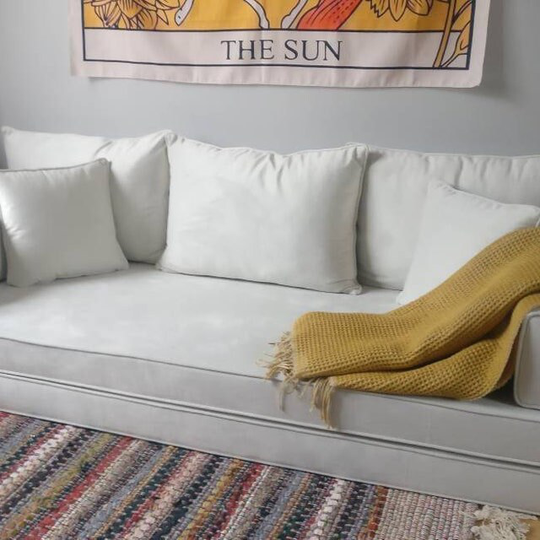 Sectional Sofas, Light Beige Color Velvet Floor Cushions, Reading Meditation Yoga Loveseats, Pallet Couches