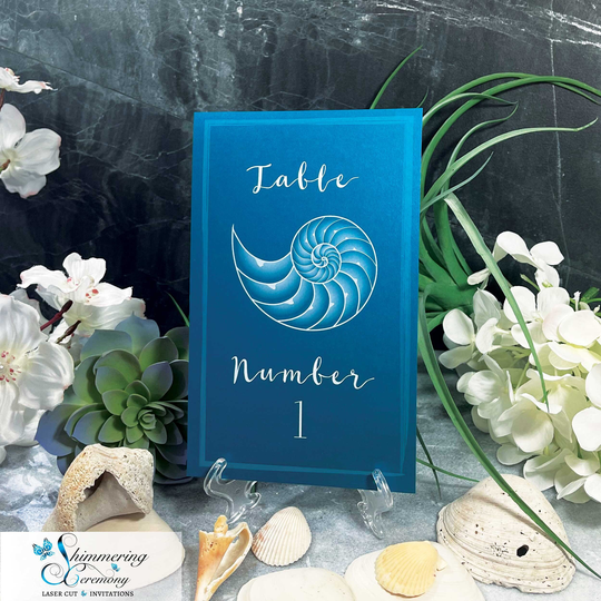 Beach Wedding Table Numbers Shell Party Ocean Seaside Decor Nautilus Shell Boho