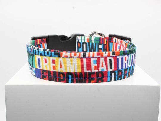 Encouragement Dog Collar, Handmade Fabric Custom Print Collars For Dogs, Dog Collars, Dogs