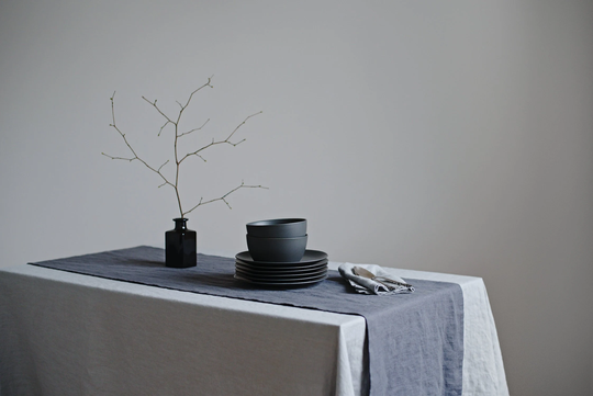 Dark Gray Table Runner, Natural Linen Runner, Linen Decor, Linen Cloth, Zero Waste Tableware, Eco Friendly Tableware, Minimalist