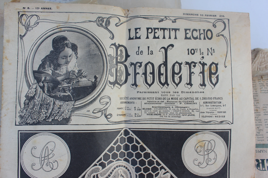 Vintage Collection From French Embroidery Newspaper 1910 & Hand Copied Paper Patterns