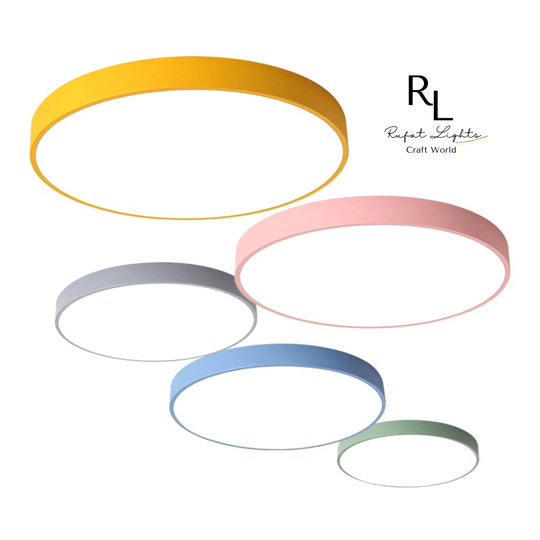 Led Ceiling Nordic Style Colorful Ultra Thin Round Shape Macaron Lights Fixture Minimalist Lamp Living Room Dining Interior Art Design