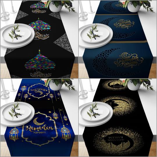 Islamic Table Runner|Ramadan Kareem Tablecloth|Eid Mubarak Decor|Ramadan Home Decor|Gift For Muslim Community|Religious Motif Runner