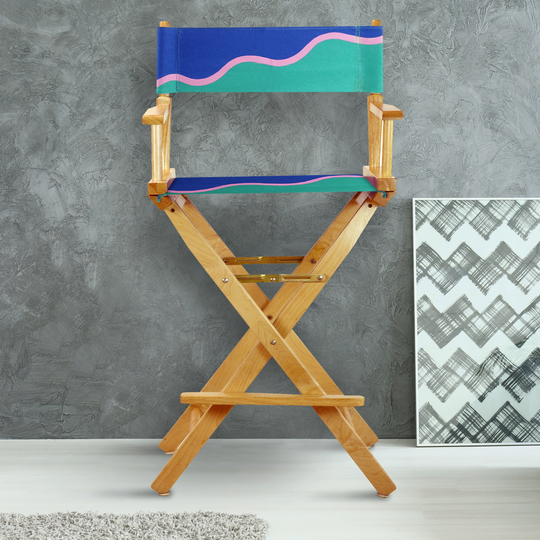 30" Director's Chair Natural Frame-Wavy Wave - 23"W x 19"D x 45.5"H