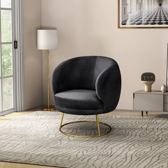 Upholstery Accent Barrel Chair with Metal Feet
