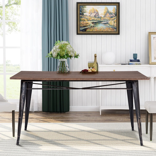 Rectangular Dining Table with Metal Legs