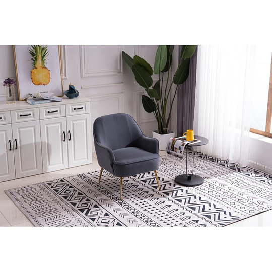 Modern Soft Velvet Material Yellow Ergonomics Accent Chair Living Room Chair Bedroom Chair Home Chair With Gold Legs