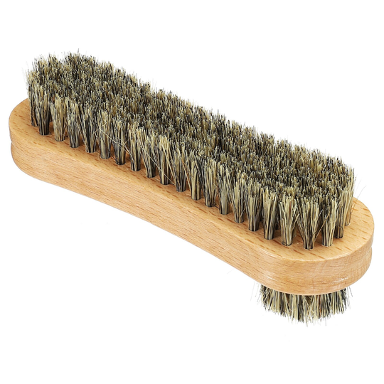 Bristle Shoe Brush Double-Sided Handle Leather Polish Daubers Wood Color - Wooden Color