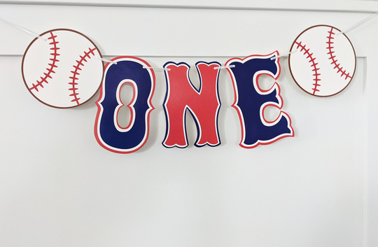 Baseball High Chair Banner, One Birthday Party First Birthday Decorations