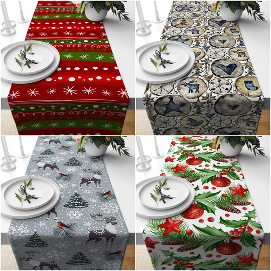Christmas Table Runner|Winter Trend Top|xmas Deer & Tree Decor|xmas Design Runner|Christmas Home Decor|Winter Top