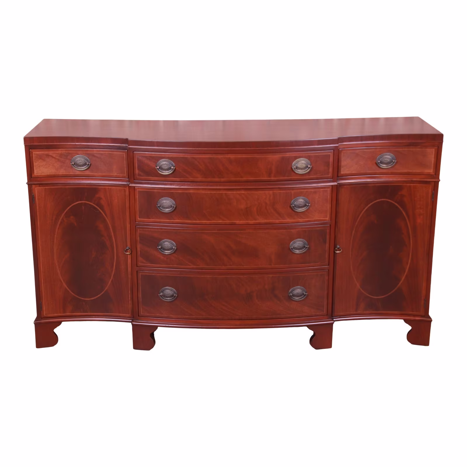 Baker Furniture Georgian Mahogany Sideboard Credenza Or Bar Cabinet, Newly Refinished