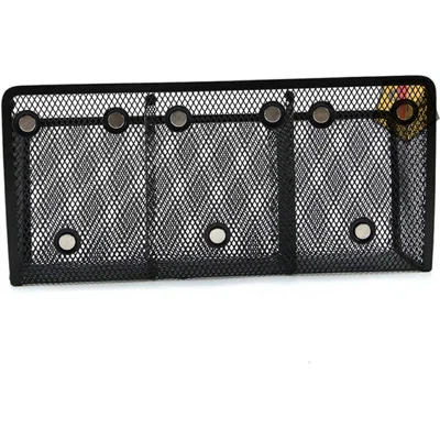 Magnetic Metal Pencils Holder, 3 Generous Compartment Metal Pen Holder Markers Storage Basket Organizer Extra Strong Magnets Mesh Marker Holder For Wh