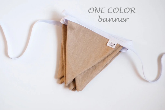 Beige One Color Pennant Bunting String Linen Banner Flags Outdoor Indoor Flag Cloth Fabric Triangle Decoration For Tent